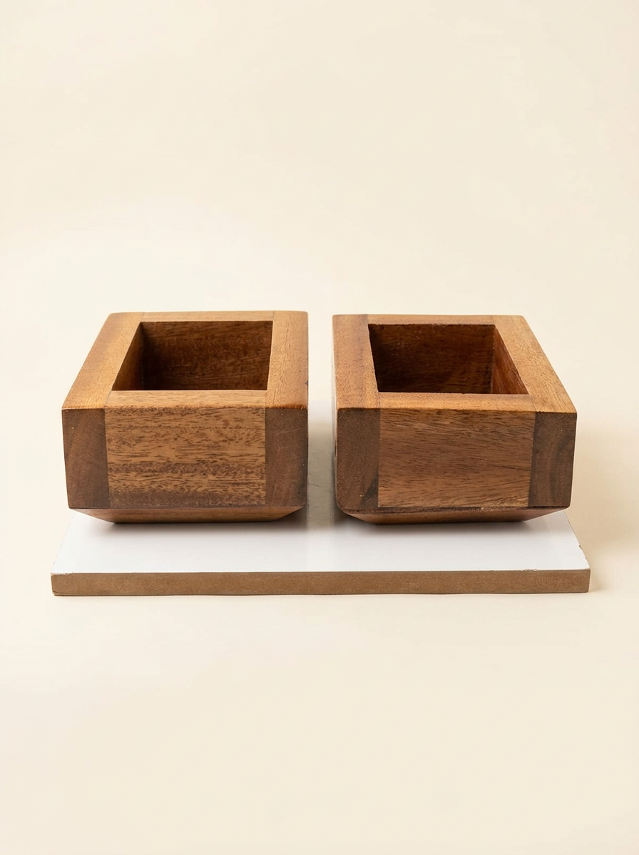 Twin wooden planter stand for indoor home décor